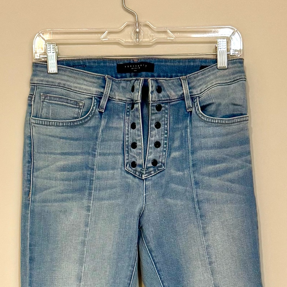 Sanctuary High Rise Lace Up Blue Jeans with Vintage Appeal NWOT